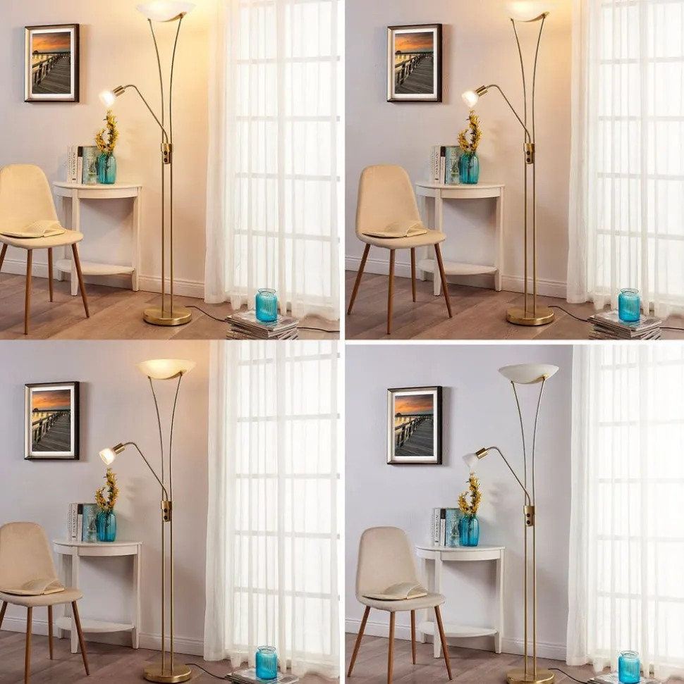 Lindby Felicia uplight med leselampe, messing