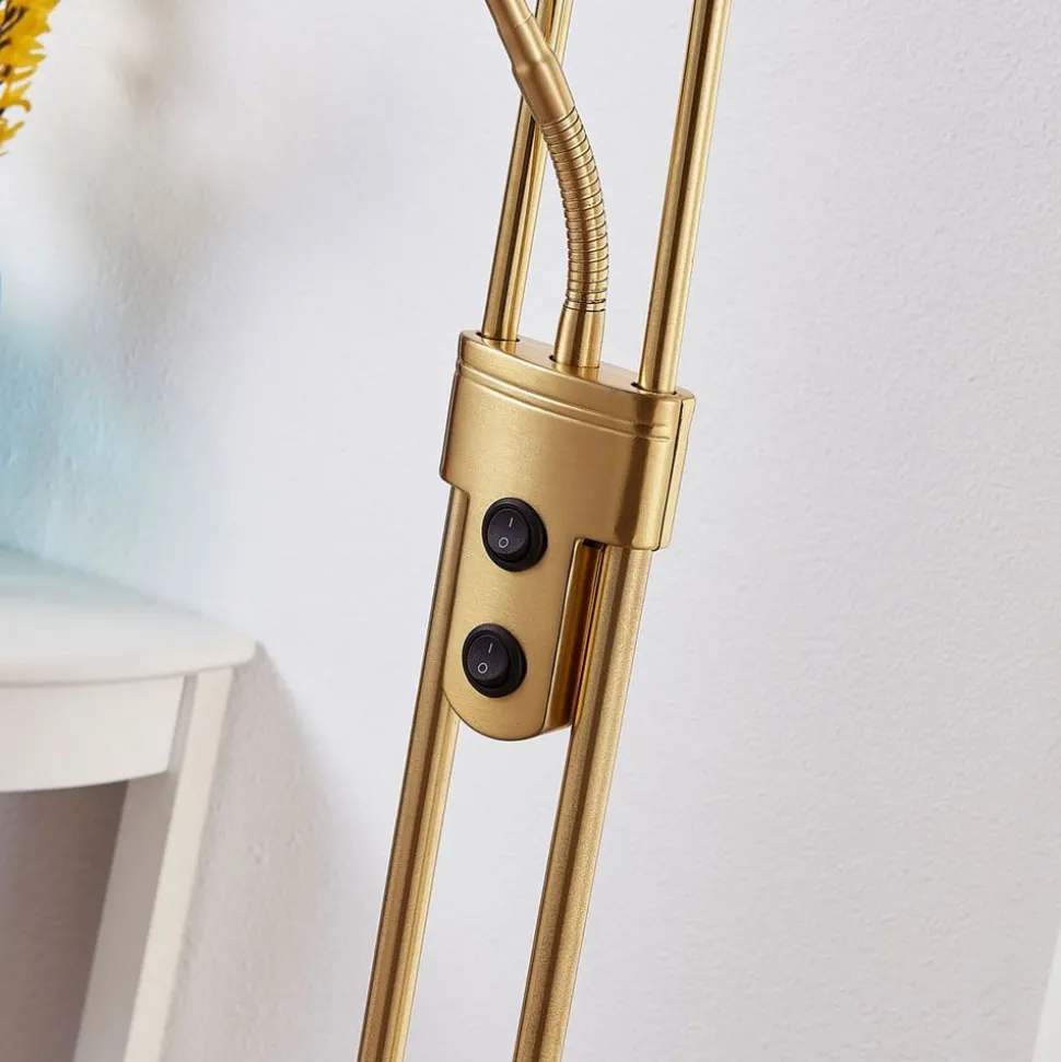 Lindby Felicia uplight med leselampe, messing