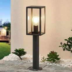 Lindby Filimon sokkellampe, 50 cm, antrasitt, IP44, E27