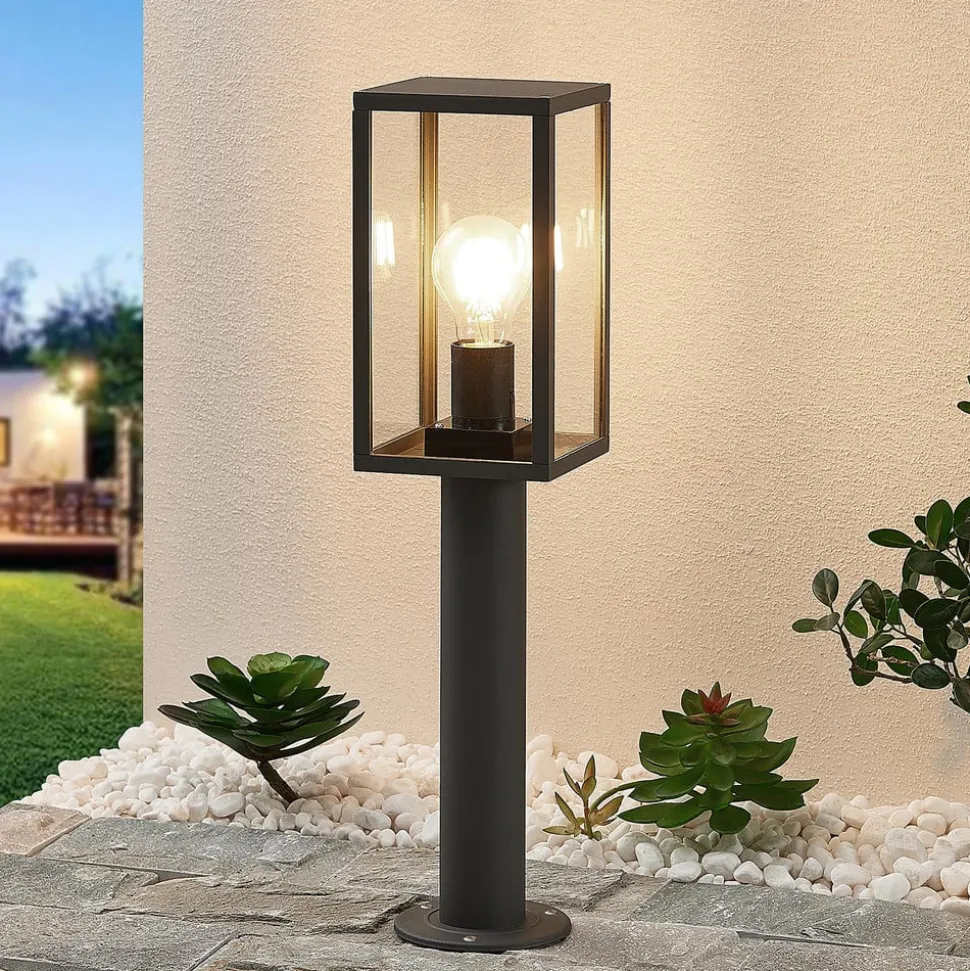 Lindby Filimon sokkellampe, 50 cm, antrasitt, IP44, E27