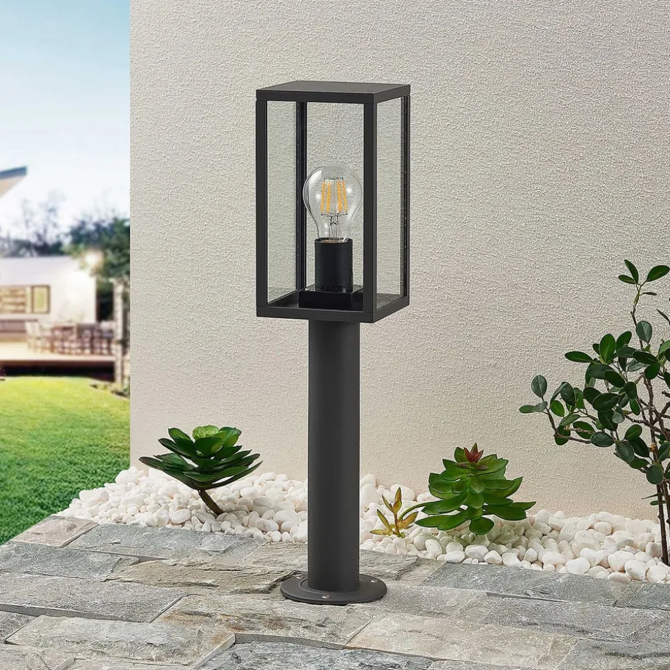 Lindby Filimon sokkellampe, 50 cm, antrasitt, IP44, E27