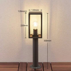 Lindby Filimon sokkellampe, 50 cm, antrasitt, IP44, E27