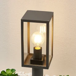 Lindby Filimon sokkellampe, 50 cm, antrasitt, IP44, E27