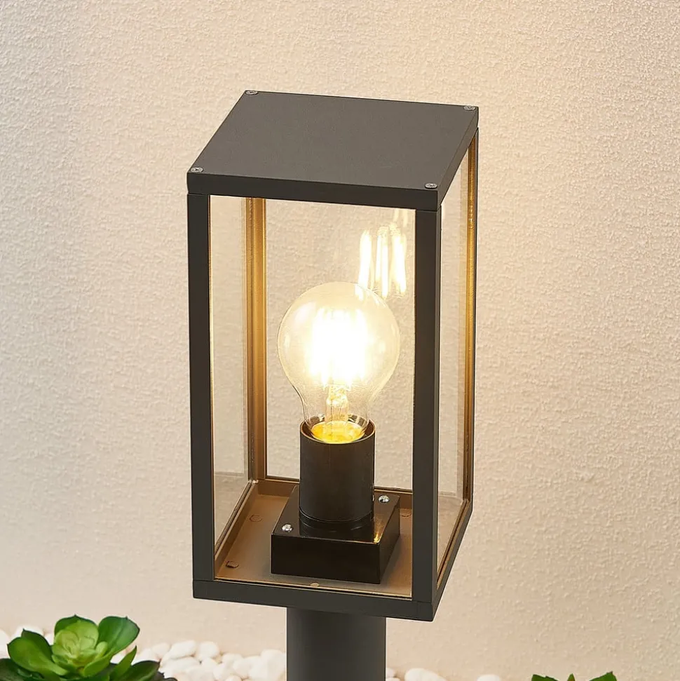 Lindby Filimon sokkellampe, 50 cm, antrasitt, IP44, E27