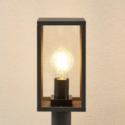 Lindby Filimon sokkellampe, 50 cm, antrasitt, IP44, E27