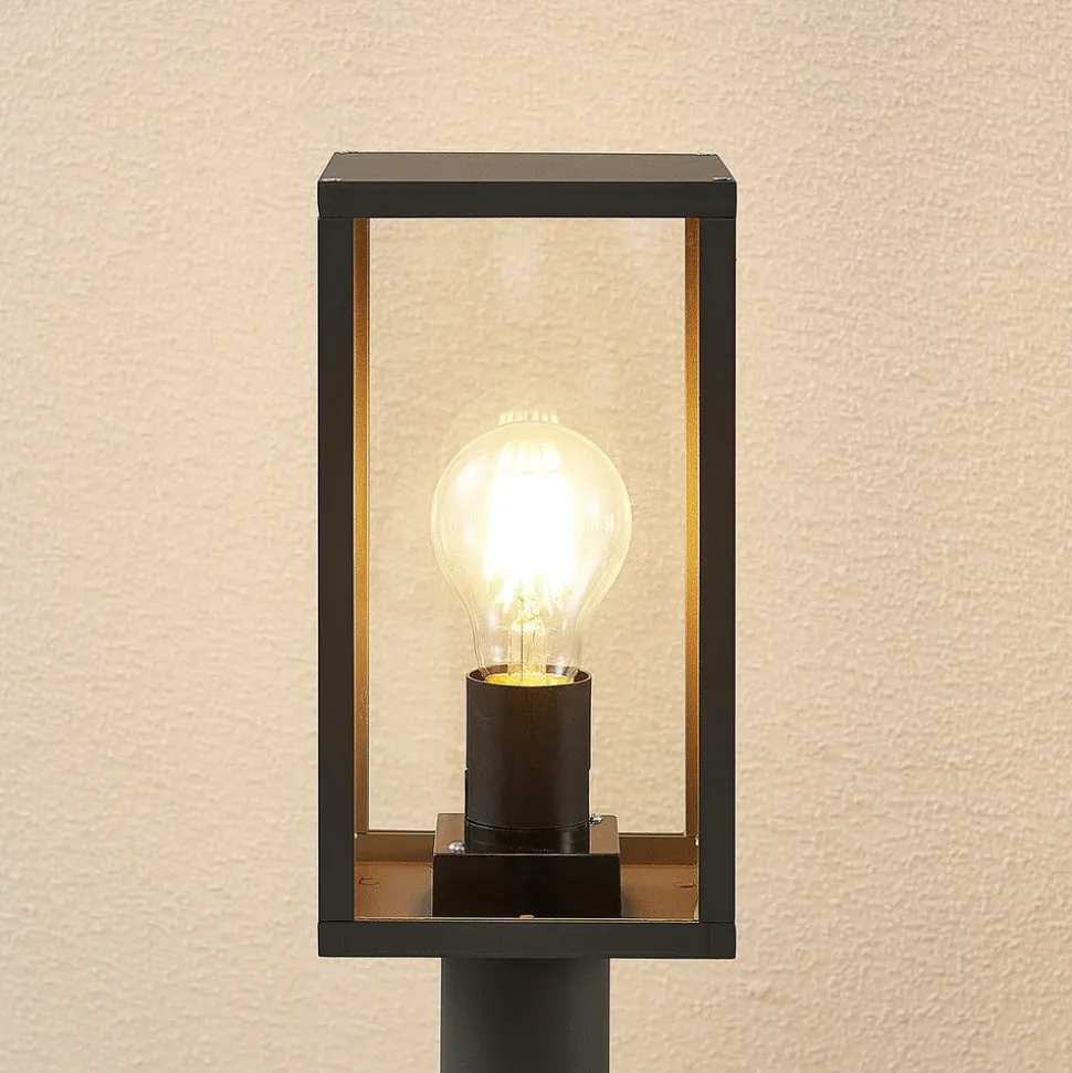 Lindby Filimon sokkellampe, 50 cm, antrasitt, IP44, E27