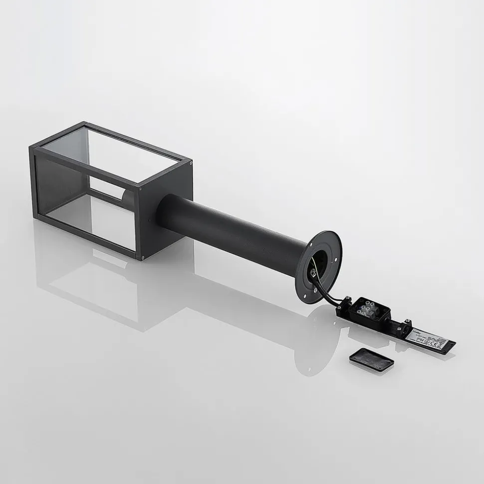 Lindby Filimon sokkellampe, 50 cm, antrasitt, IP44, E27