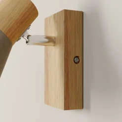 Lindby Filiz spotlight, 12 cm høy, tre, betong, E14