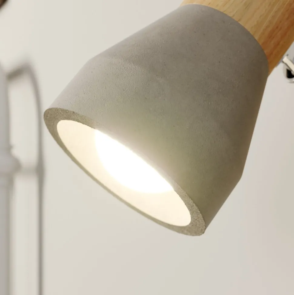 Lindby Filiz spotlight, 12 cm høy, tre, betong, E14