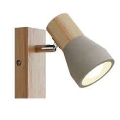 Lindby Filiz spotlight, 12 cm høy, tre, betong, E14