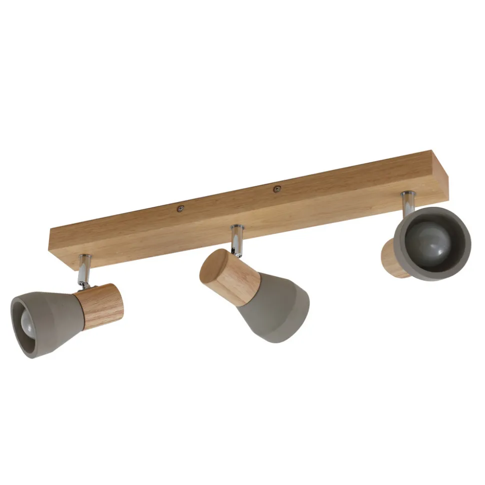 Lindby Filiz spotlight, 3 lyskilder, 47 cm lang, tre, betong, E14