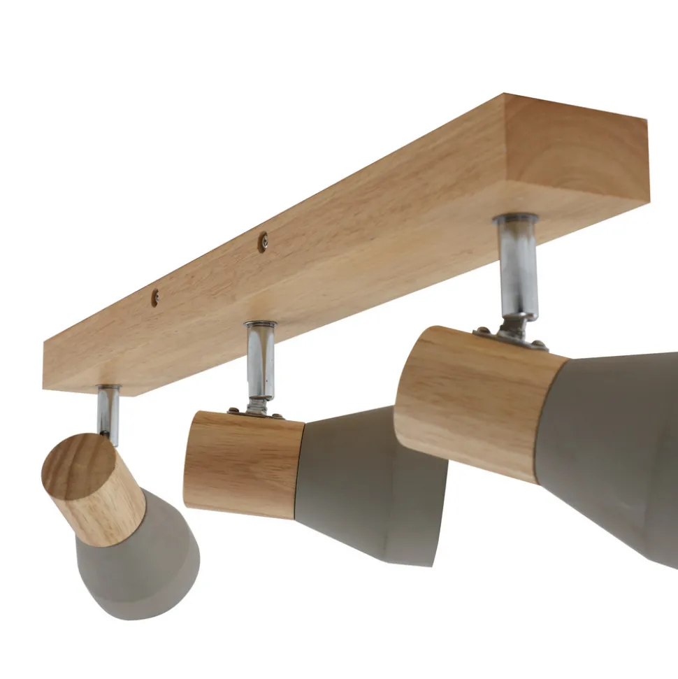 Lindby Filiz spotlight, 3 lyskilder, 47 cm lang, tre, betong, E14