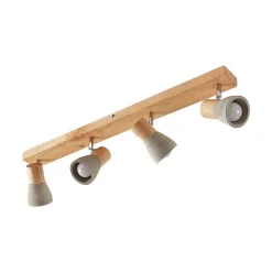 Lindby Filiz spotlight, 4 lyskilder, 77 cm, tre, betong, E14