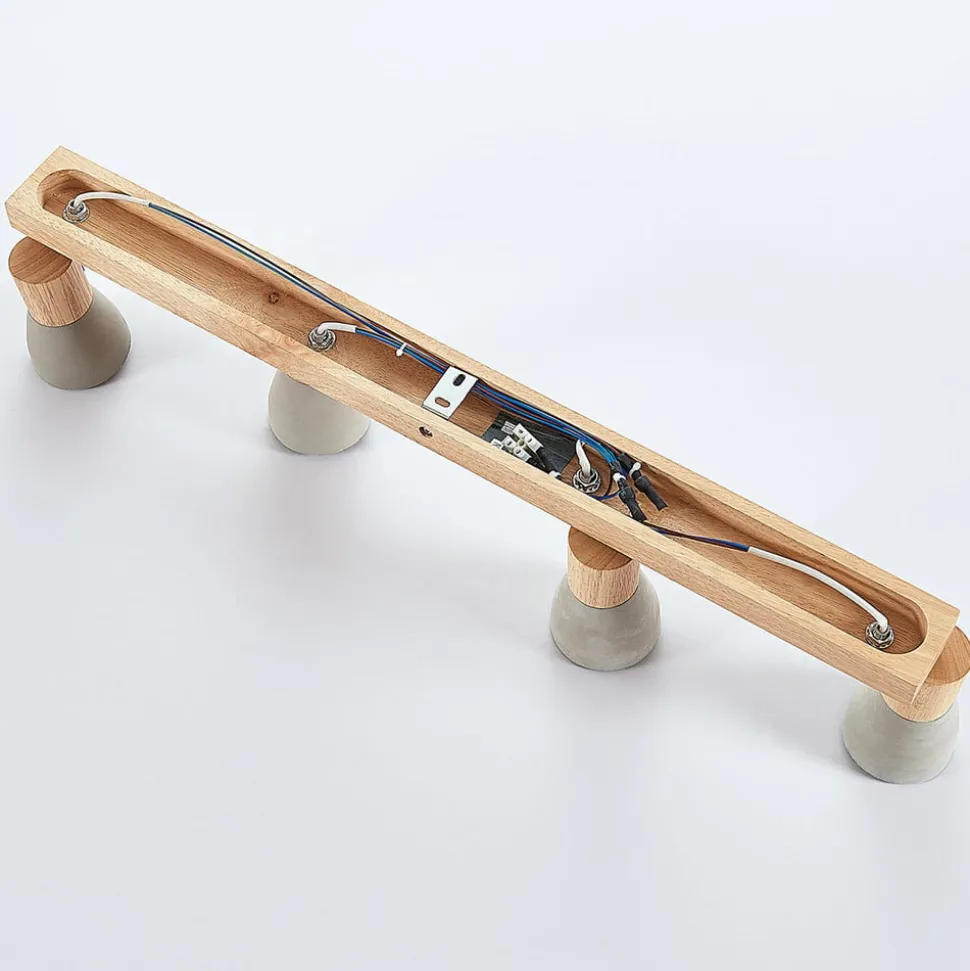 Lindby Filiz spotlight, 4 lyskilder, 77 cm, tre, betong, E14