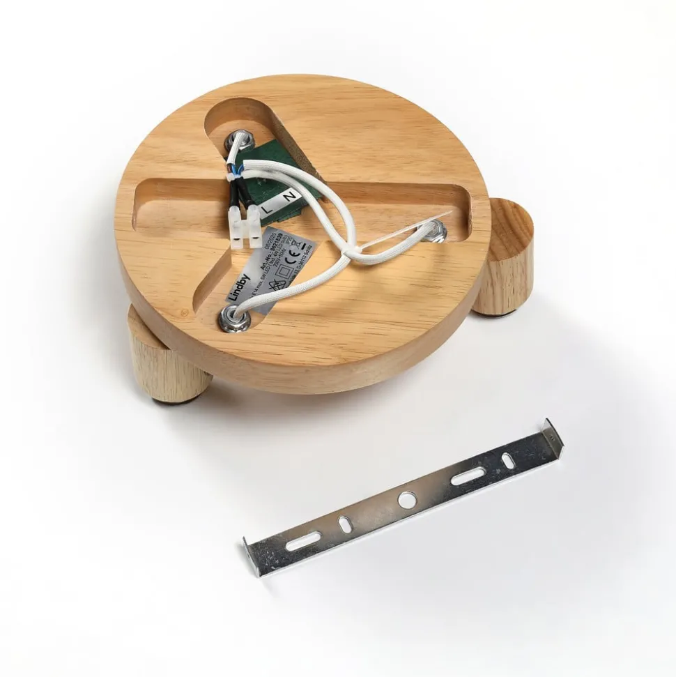 Lindby Filiz spotlight, 3 lyskilder, Ø 20 cm, tre, betong, E14