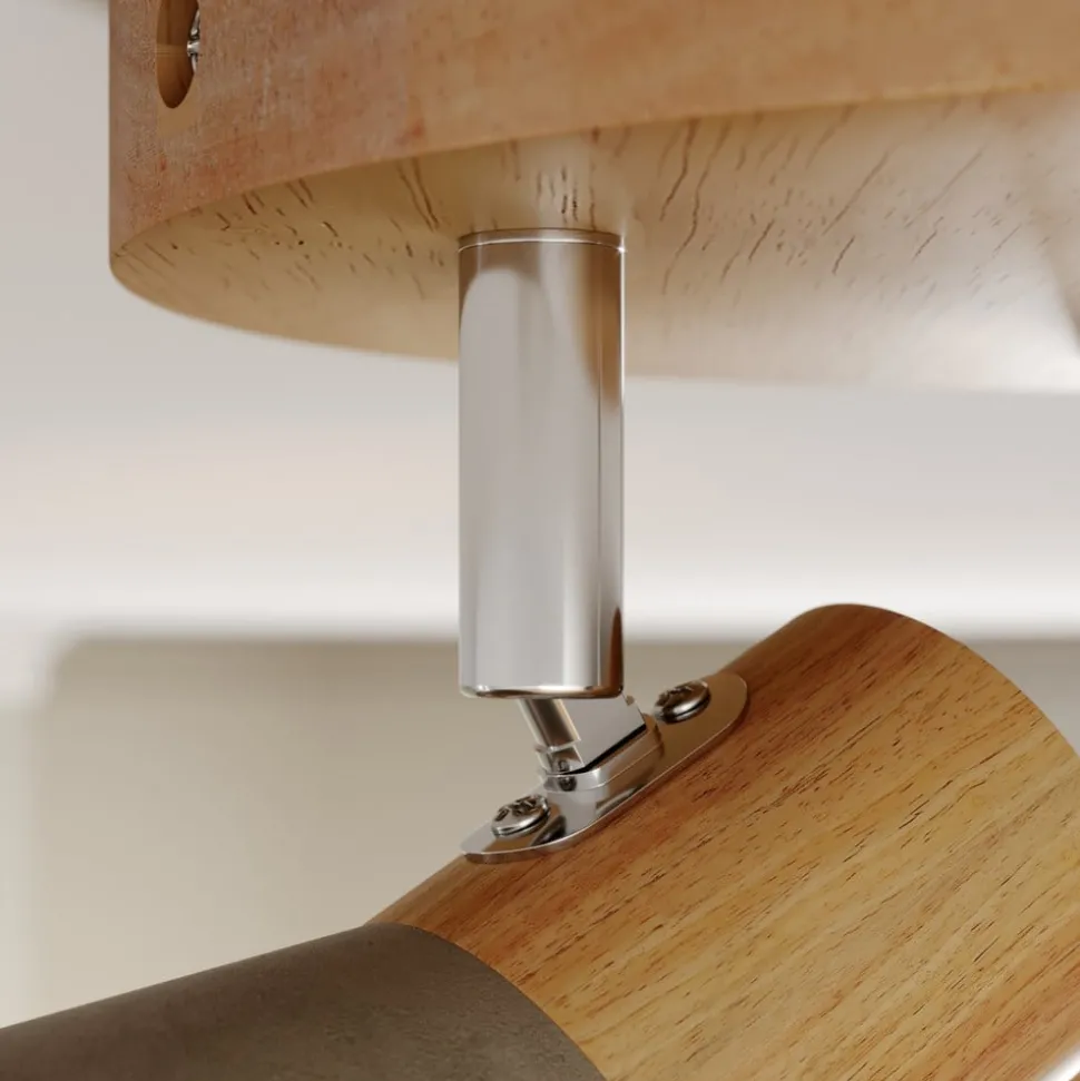 Lindby Filiz spotlight, 3 lyskilder, Ø 20 cm, tre, betong, E14