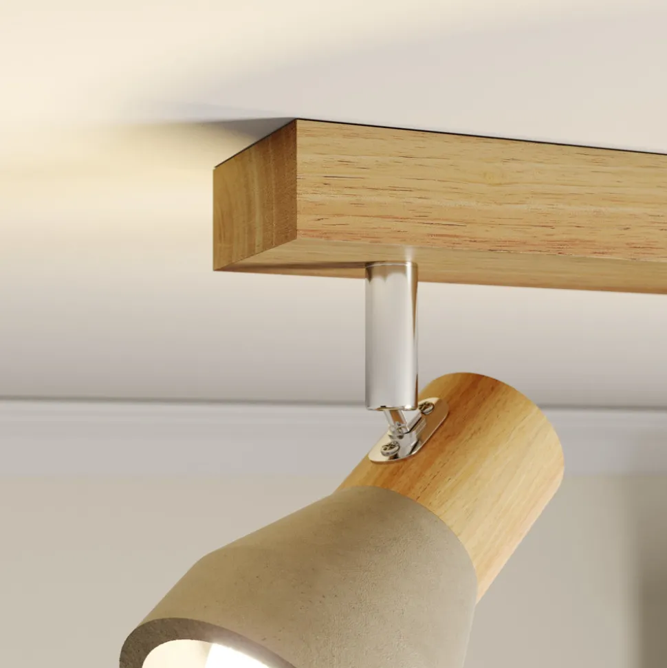 Lindby Filiz spotlight, 2 lyskilder, 27 cm, tre, betong, E14