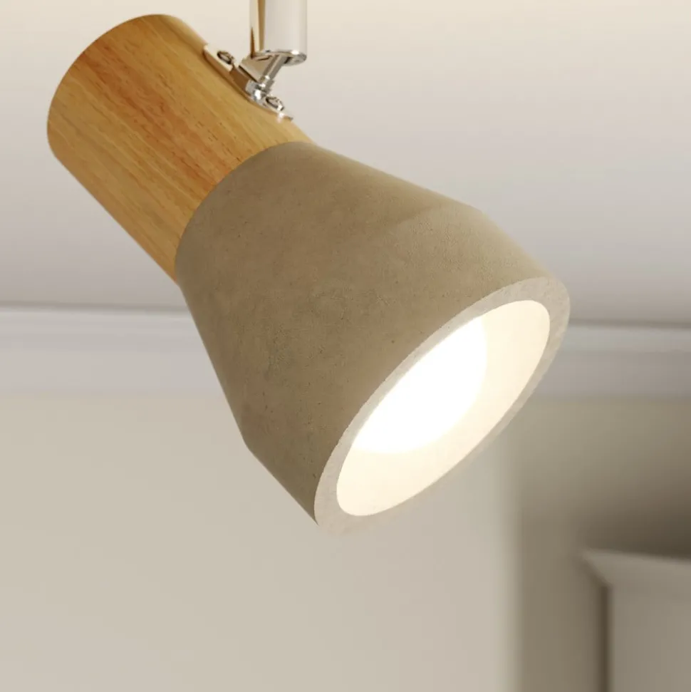 Lindby Filiz spotlight, 2 lyskilder, 27 cm, tre, betong, E14