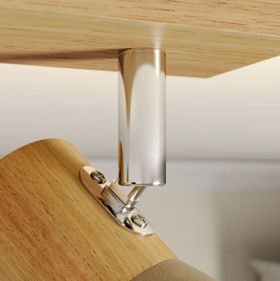 Lindby Filiz spotlight, 2 lyskilder, 27 cm, tre, betong, E14