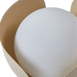 Lindby Fiora bordlampe, beige, glass, metall, Ø 20 cm