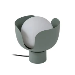 Lindby Fiora bordlampe, grønn, glass, metall, Ø 20 cm