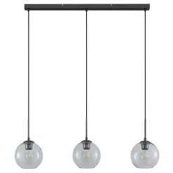 Lindby Firano hengelampe, 110 cm, 3 lyskilder, antrasitt, glass