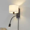 Lindby Florens vegglampe, svart, LED-leselampe, 23,5 cm