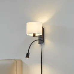 Lindby Florens vegglampe, svart, LED-leselampe, 23,5 cm