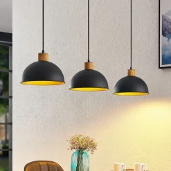 Lindby Flurin hengelampe, 3 lyskilder, 107 cm, svart, metall