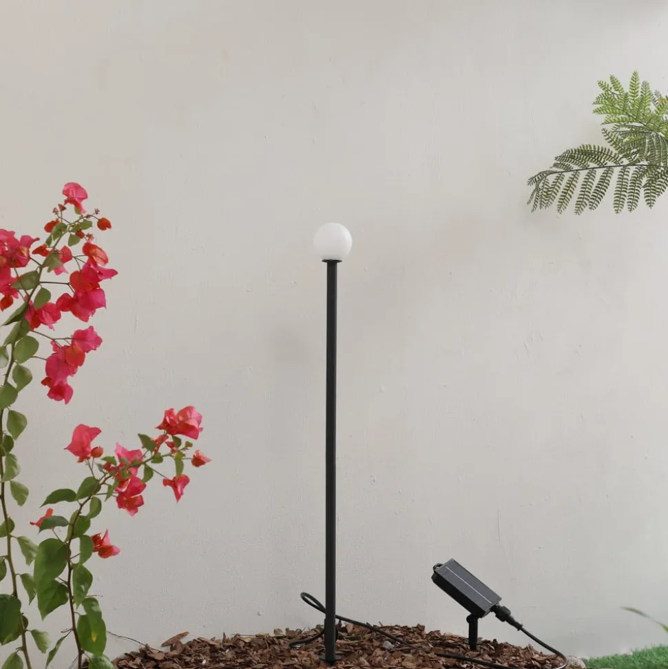 Lindby Freydis LED-solcellelampe, svart, aluminium, 2 000 K