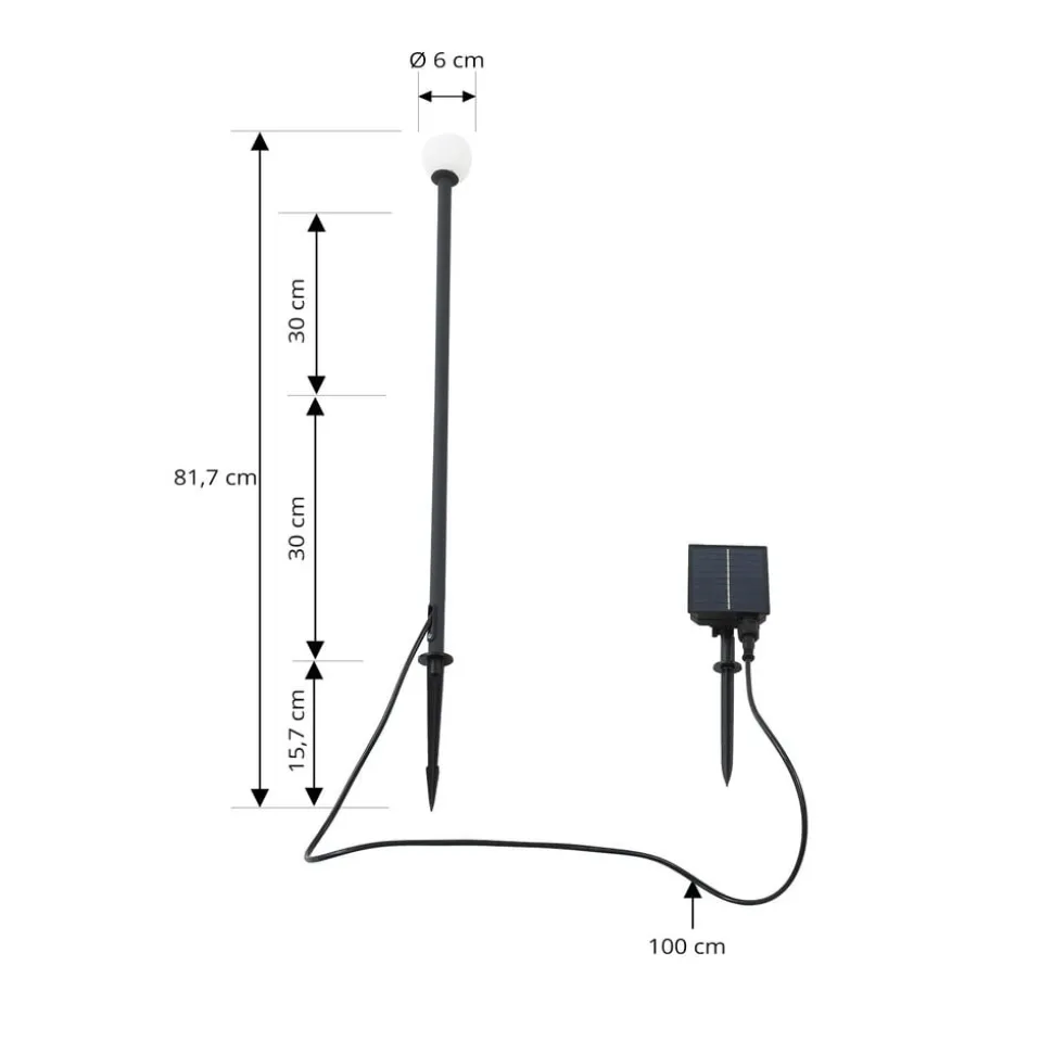 Lindby Freydis LED-solcellelampe, svart, aluminium, 2 000 K