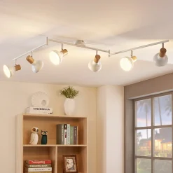 Lindby Fridolin downlight, 160 cm, 6 lyskilder, hvit, metall