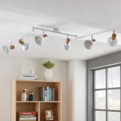 Lindby Fridolin downlight, 160 cm, 6 lyskilder, hvit, metall