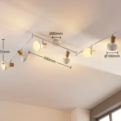 Lindby Fridolin downlight, 160 cm, 6 lyskilder, hvit, metall