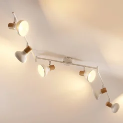 Lindby Fridolin downlight, 160 cm, 6 lyskilder, hvit, metall