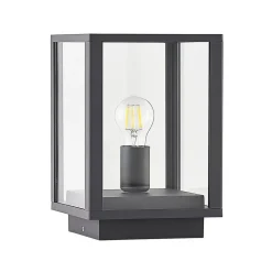 Lindby Giavanna sokkellampe, 29 cm, antrasitt, IP44, E27