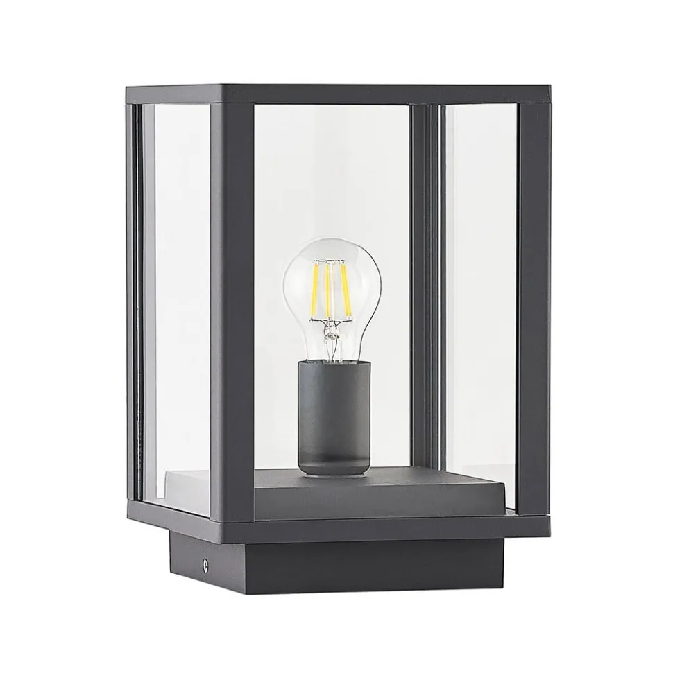 Lindby Giavanna sokkellampe, 29 cm, antrasitt, IP44, E27