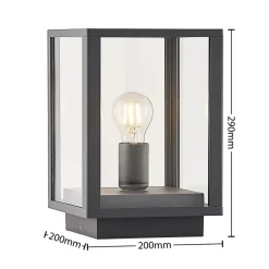 Lindby Giavanna sokkellampe, 29 cm, antrasitt, IP44, E27