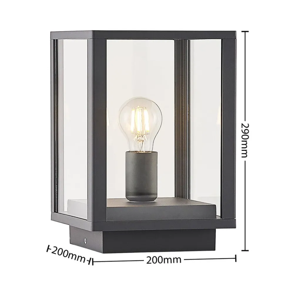 Lindby Giavanna sokkellampe, 29 cm, antrasitt, IP44, E27