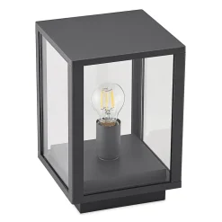 Lindby Giavanna sokkellampe, 29 cm, antrasitt, IP44, E27