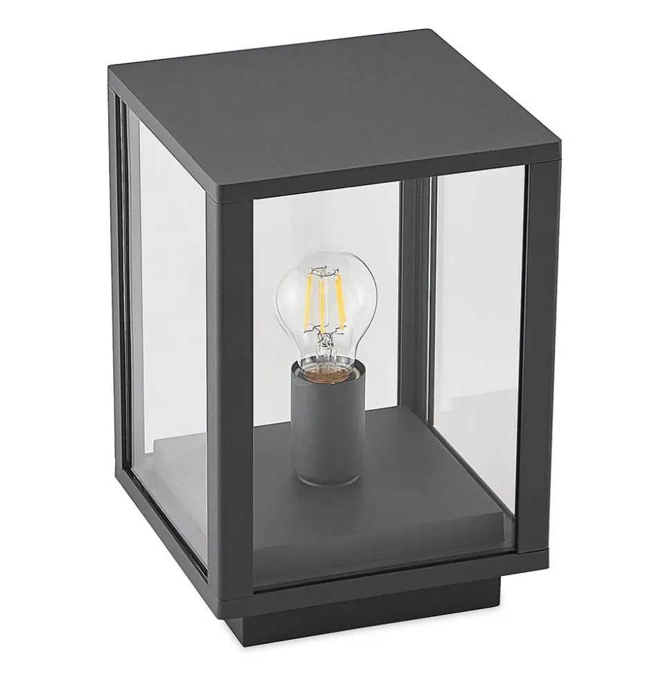 Lindby Giavanna sokkellampe, 29 cm, antrasitt, IP44, E27