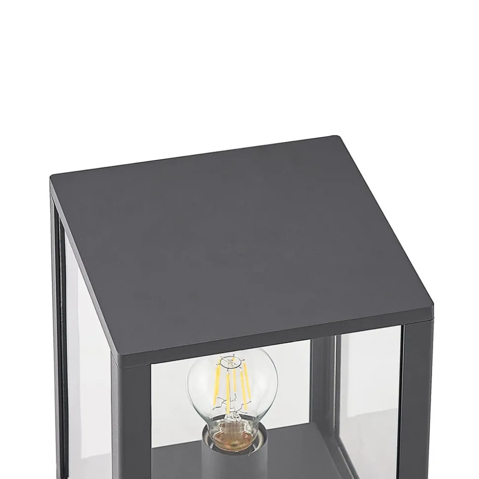 Lindby Giavanna sokkellampe, 29 cm, antrasitt, IP44, E27