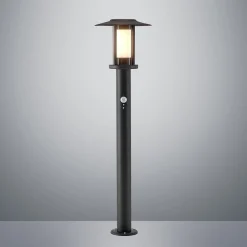 Lindby Gregory LED-veilampe, 76 cm, sensor, mørkegrå, IP44