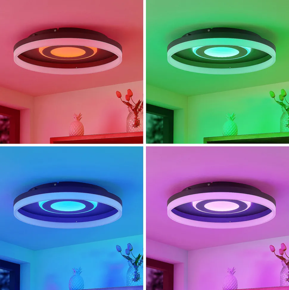 Lindby Gulda LED-taklampe, RBGW, svart