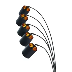 Lindby gulvlampe Abiram, svart/gull, tekstil, 70 cm