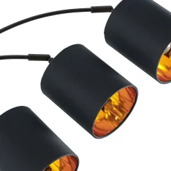 Lindby gulvlampe Abiram, svart/gull, tekstil, 70 cm