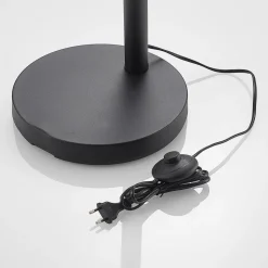 Lindby gulvlampe Abiram, svart/gull, tekstil, 70 cm