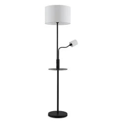 Lindby Gulvlampe Aovan, svart, hyller, USB-port