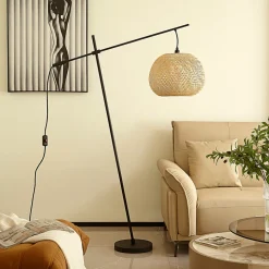 Lindby gulvlampe Dabila, bambus, 165 cm høy, E27