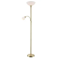 Lindby gulvlampe Elaina, leselampe, messingfarget, 183cm E27